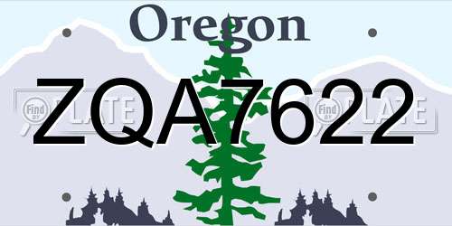 ZQA7622 Oregon License Plate