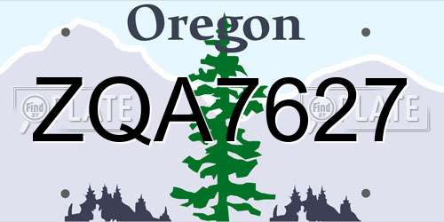 ZQA7627 Oregon License Plate