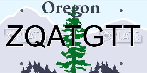 ZQATGTT Oregon License Plate