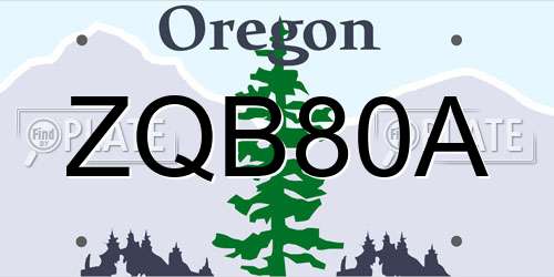 ZQB80A Oregon License Plate