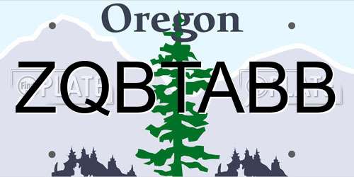 ZQBTABB Oregon License Plate