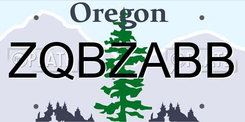 ZQBZABB Oregon License Plate