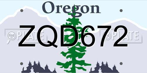 ZQD672 Oregon License Plate