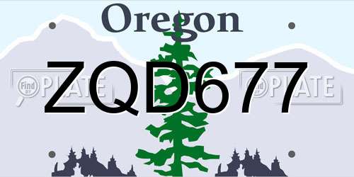 ZQD677 Oregon License Plate