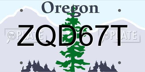 ZQD67T Oregon License Plate