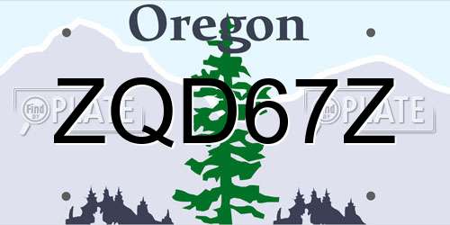 ZQD67Z Oregon License Plate