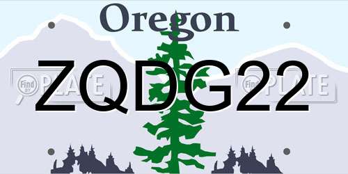 ZQDG22 Oregon License Plate