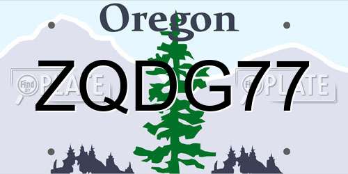 ZQDG77 Oregon License Plate