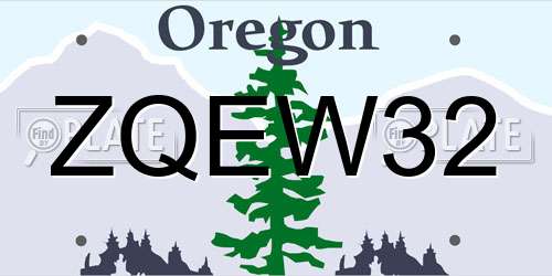 ZQEW32 Oregon License Plate