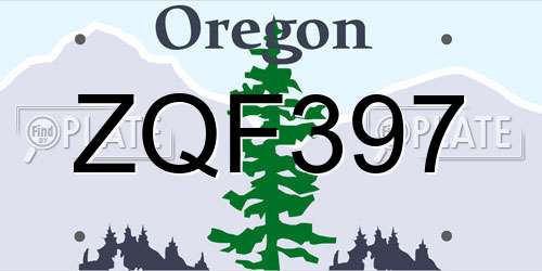 ZQF397 Oregon License Plate