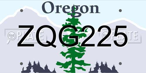 ZQG225 Oregon License Plate
