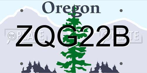 ZQG22B Oregon License Plate