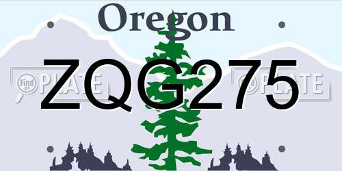 ZQG275 Oregon License Plate