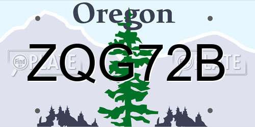 ZQG72B Oregon License Plate