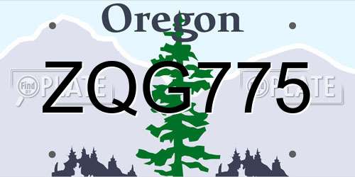 ZQG775 Oregon License Plate