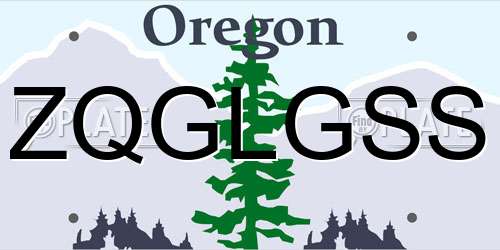ZQGLGSS Oregon License Plate