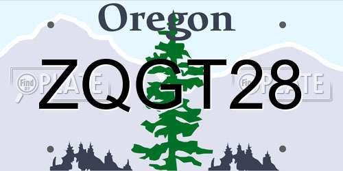 ZQGT28 Oregon License Plate
