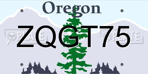 ZQGT75 Oregon License Plate