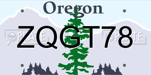 ZQGT78 Oregon License Plate