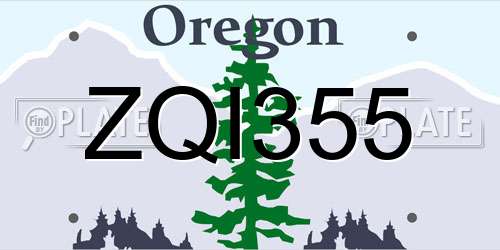 ZQI355 Oregon License Plate