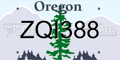 ZQI388 Oregon License Plate