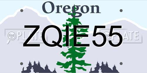 ZQIE55 Oregon License Plate