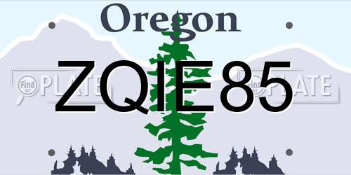ZQIE85 Oregon License Plate