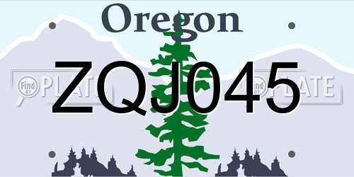 ZQJ045 Oregon License Plate