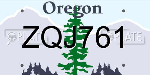 ZQJ761 Oregon License Plate