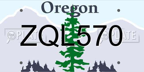 ZQL570 Oregon License Plate