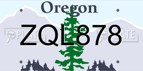 ZQL878 Oregon License Plate
