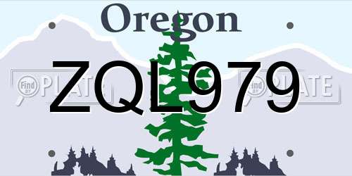 ZQL979 Oregon License Plate