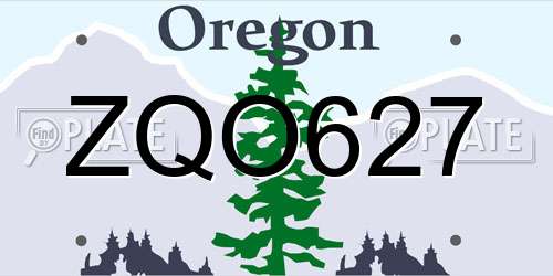 ZQO627 Oregon License Plate