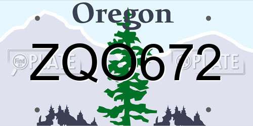 ZQO672 Oregon License Plate