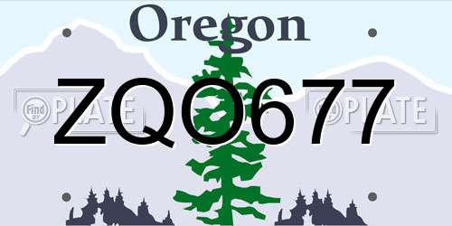 ZQO677 Oregon License Plate
