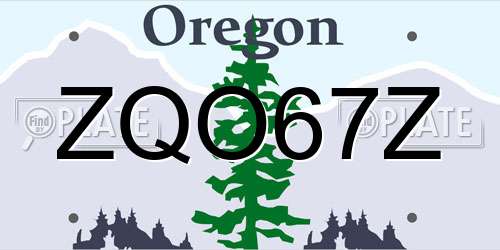 ZQO67Z Oregon License Plate