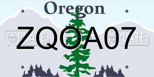 ZQOA07 Oregon License Plate