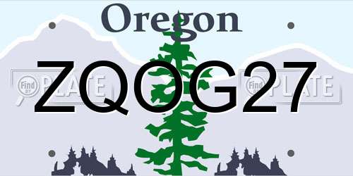 ZQOG27 Oregon License Plate