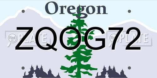 ZQOG72 Oregon License Plate