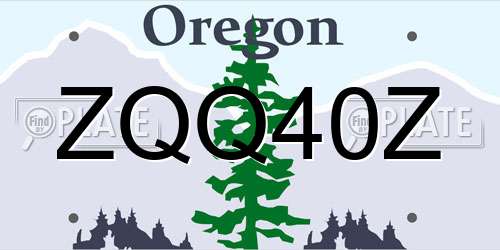 ZQQ40Z Oregon License Plate