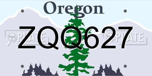 ZQQ627 Oregon License Plate