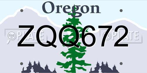 ZQQ672 Oregon License Plate
