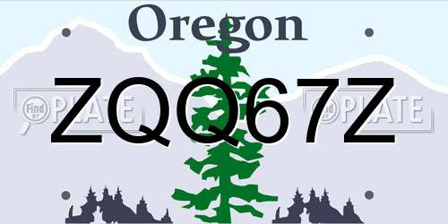 ZQQ67Z Oregon License Plate