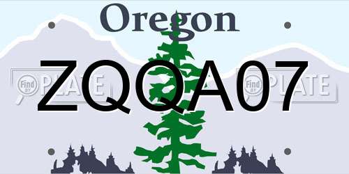ZQQA07 Oregon License Plate