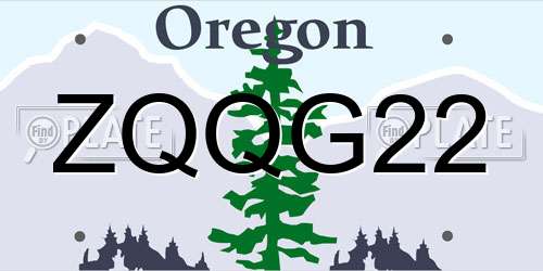 ZQQG22 Oregon License Plate