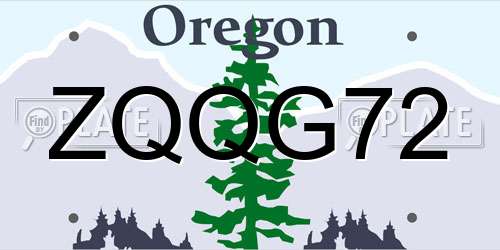 ZQQG72 Oregon License Plate
