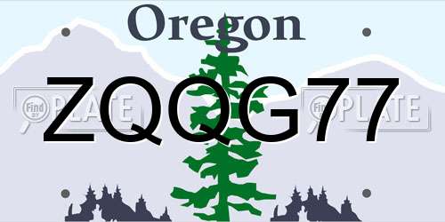 ZQQG77 Oregon License Plate