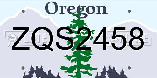 ZQS2458 Oregon License Plate