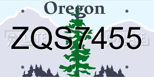 ZQS7455 Oregon License Plate