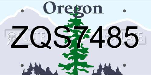 ZQS7485 Oregon License Plate
